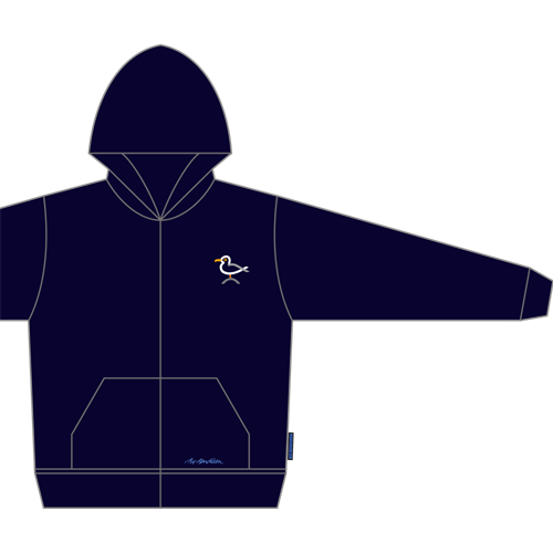 Sweatshirt Navy mit Möwe Stickerei und Reißverschluss