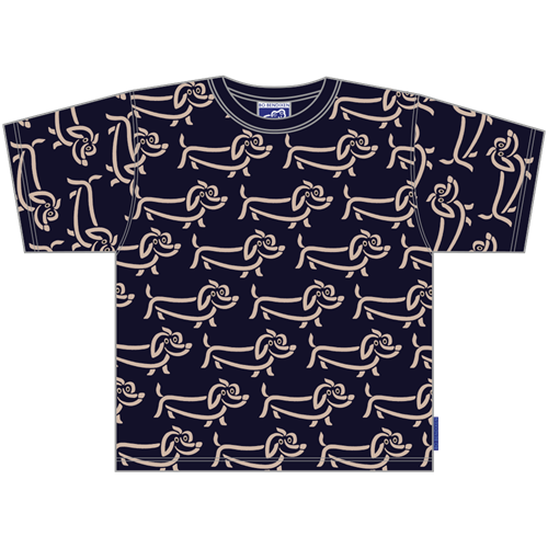 Hund Muster Navy T-Shirt