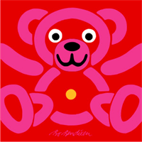 Rot Teddybär Poster </BR> 46 x 46 cm