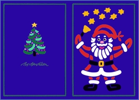 Doppelkarte Weihnachtsmann Blau
