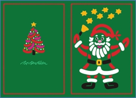 Doppelkarte Weihnachtsmann Grün 
