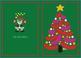 Doppelkarte, Weihnachtsbaum Grün