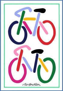2 Fahrräder Postkarte weiß