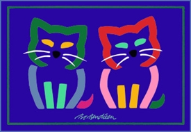 2 Katzen Postkarte Navy