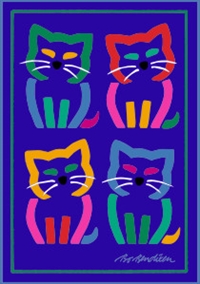 4 Katzen Postkarte Navy