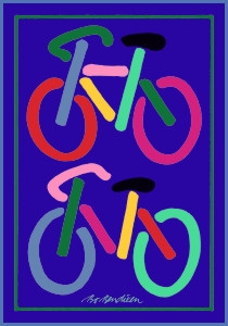 2 Fahrräder Postkarte Navy