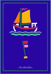 Fischkutter Postkarte Navy