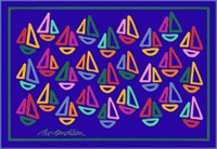Multi Segelboote Postkarte Navy