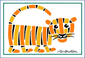 Tiger Postkarte weiß