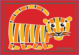 Tiger Postkarte Rot