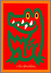 Krokodil Postkarte Rot
