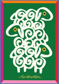 Schaf Postkarte Grün