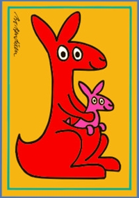 Känguru Postkarte Gelb