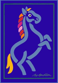 Pferd Postkarte Navy