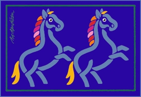 2 Pferde Postkarte Navy