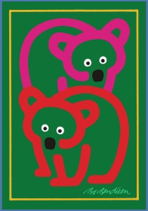 Bären Postkarte Grün