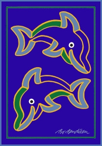 Zwei Delfine Postkarte Navy