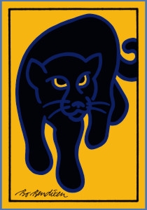 Panther Postkarte Gelb