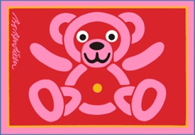 Teddybär Postkarte Rot