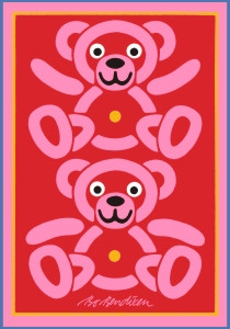 Teddybär Postkarte Pink