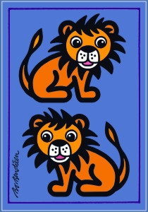 Löwe Postkarte hellblau