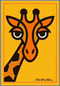 Giraffe Postkarte Gelb