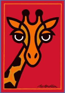 Giraffe Postkarte Rot