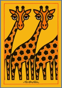 Giraffen Postkarte </BR>  Gelb