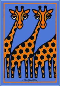 Giraffen Postkarte hellblau