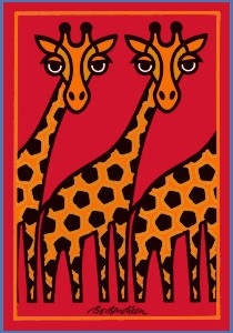 Giraffen Postkarte </BR>  Rot