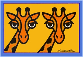 2 Giraffen Postkarte Gelb