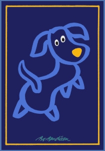 Hund Postkarte Navy