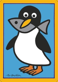 Pinguin Postkarte Blau