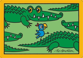 Krokodil Postkarte Grün