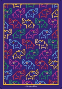 Multi Elefanten Postkarte Navy